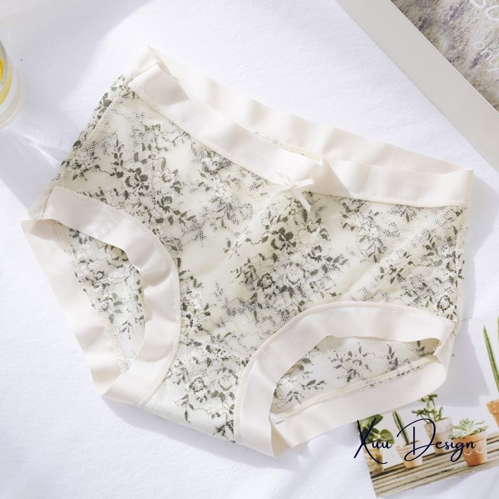 Quần lót nữ ren sexy Wexuu Design, Quần lót ren hoa nhí sexy cao cấp viền su mềm mại thoáng khí - QC56
