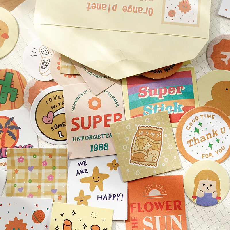 Sticker Set 60 Miếng Bỏ Phong Bì Retro Aesthetic | ST070