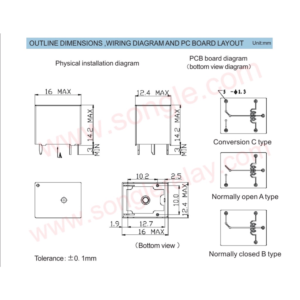 Relay 5 chân Seido CHÍNH HÃNG - chân kim hàn mạch PCB - tương tự Songle DIY độ chế rờ le  SRA-12VDC-CL AL