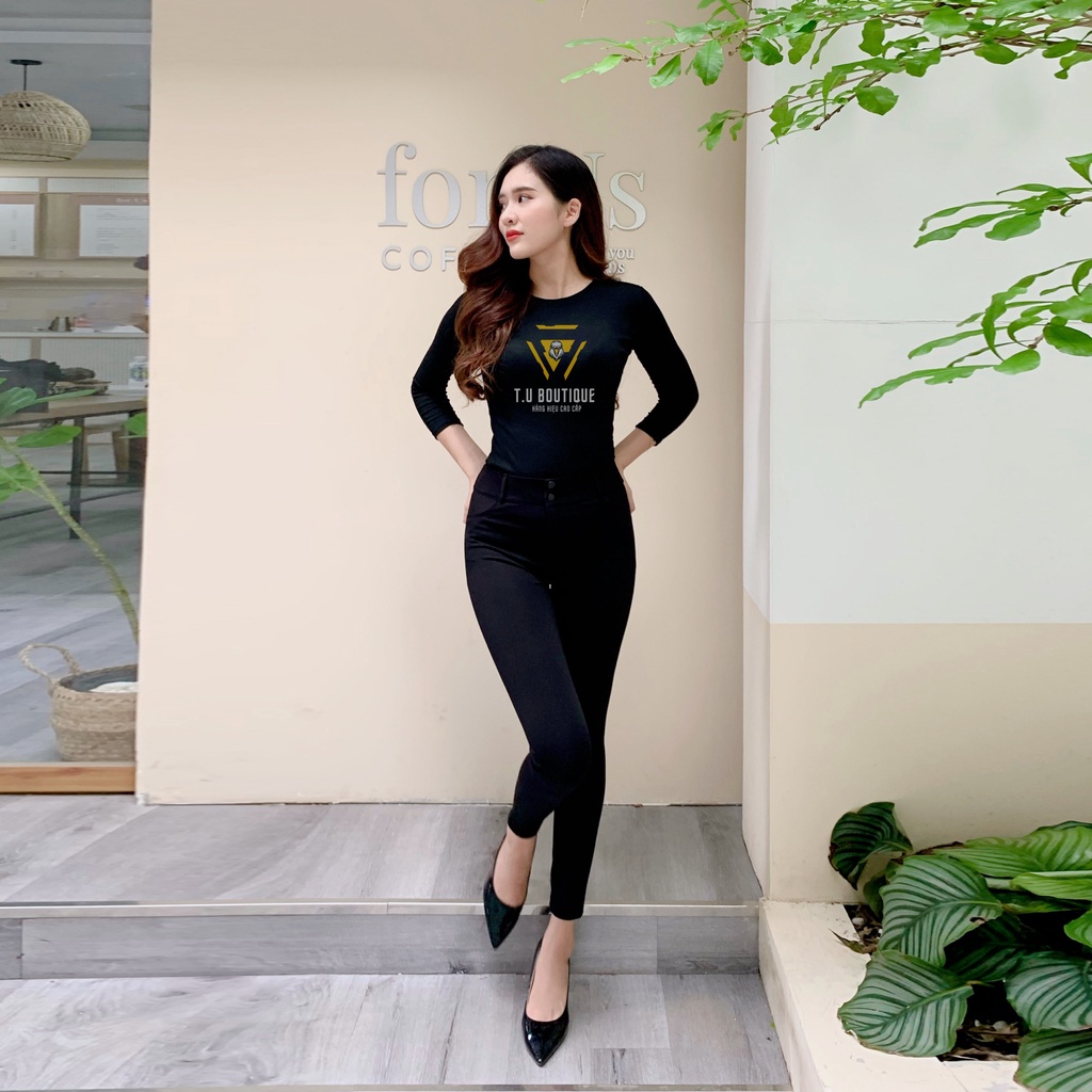 Quần legging dài nữ cạp cao gen bụng có khóa vải Umi Hàn dày dặn co dãn 4 chiều - HM