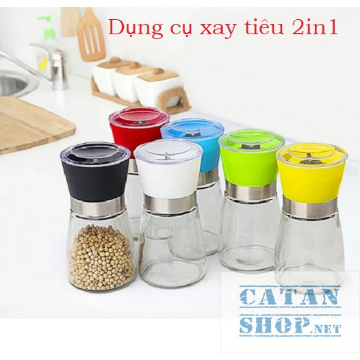 ❤️HÀNG HOT❤️ DỤNG CỤ XAY TIÊU CẦM TAY 2IN1, LỌ THỦY TINH Lọ xay tiêu cầm tay
 nhỏ gọn tiện dụng. GD307-XayTieu-nho