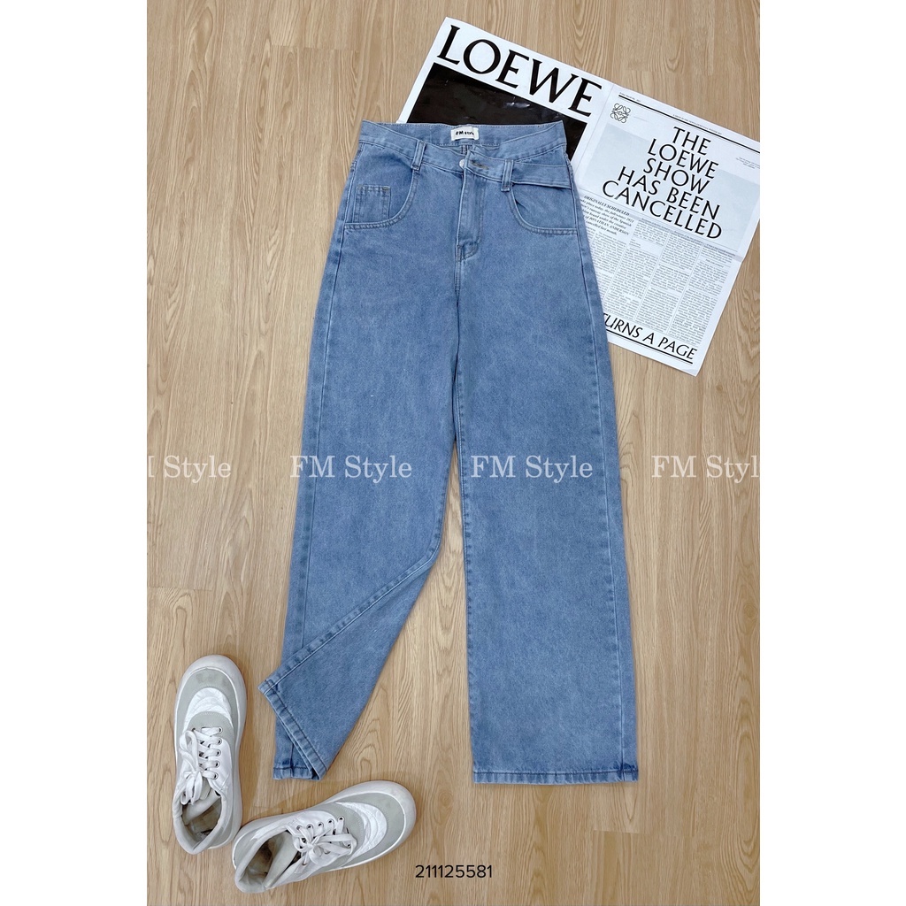 Quần jean nữ FM Style lưng cao ống suông trơn tôn dáng phong cách hàn quốc ulzzang 211125581