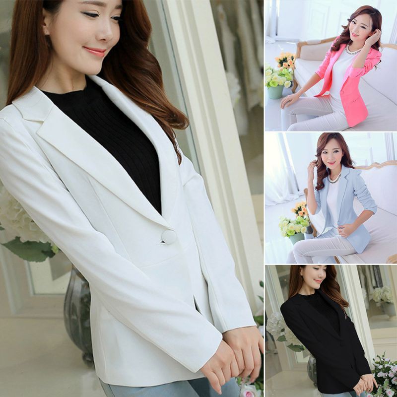 Áo vest tay dài màu trơn phong cách công sở thanh lịch cho nữ