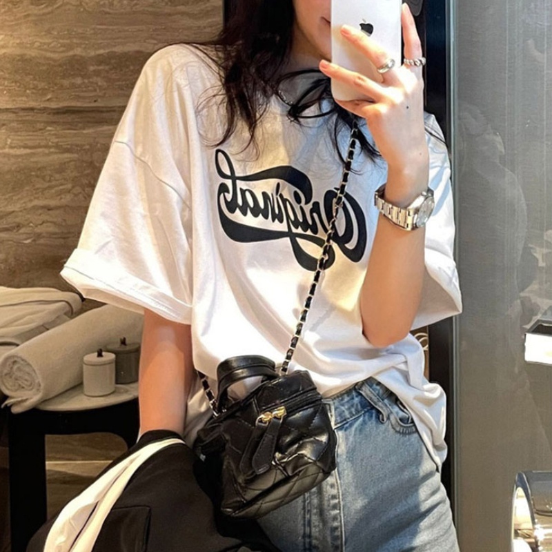 NRVP Áo Thun Nữ Ngắn Tay In Chữ Phong Cách Hàn Quốc