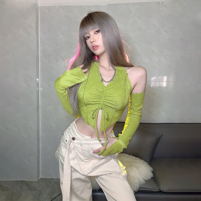 DUNEA Áo nữ không tay cổ yếm gợi cảm