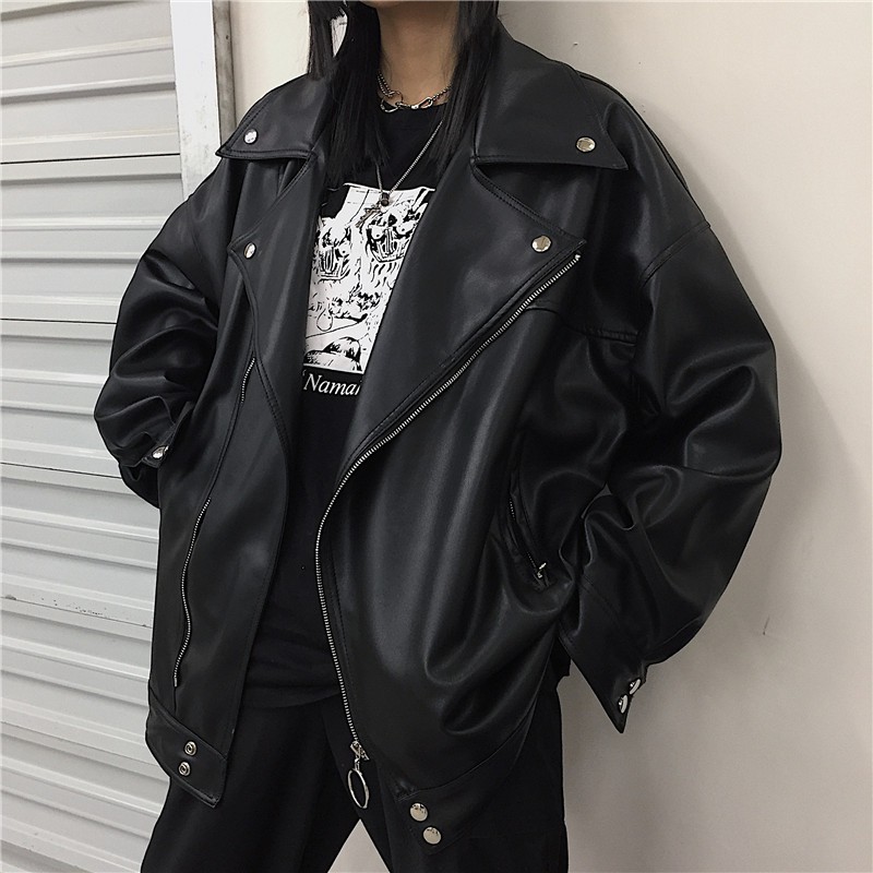 (A247) Áo khoác da unisex form rộng rãi size M L XL (kèm ảnh thật ở cuối)