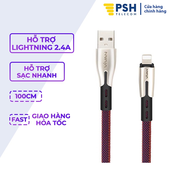 Dây sạc nhanh Vivan BTK-L,cáp sạc truyền dữ liệu 1m PSH Telecom