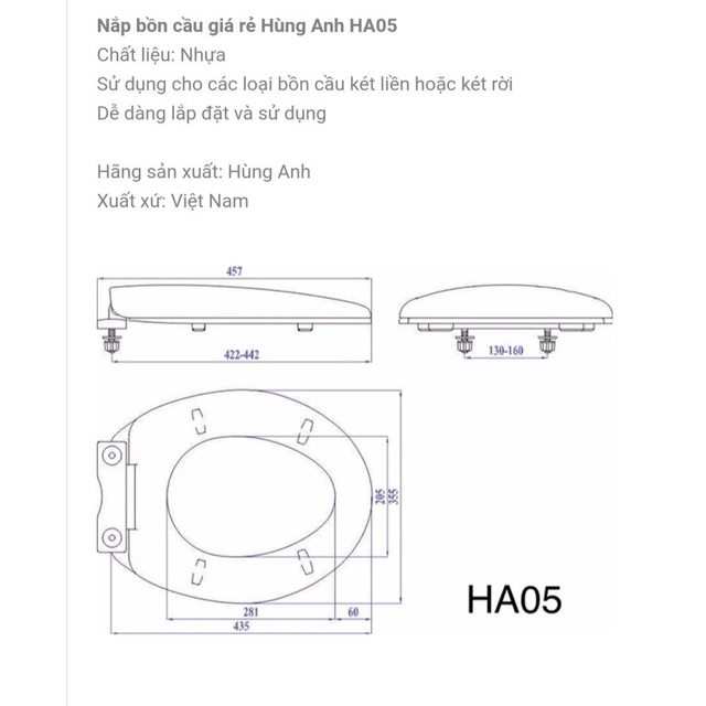 Nắp bồn cầu vệ sinh êm thích hợp cho các loại bệt