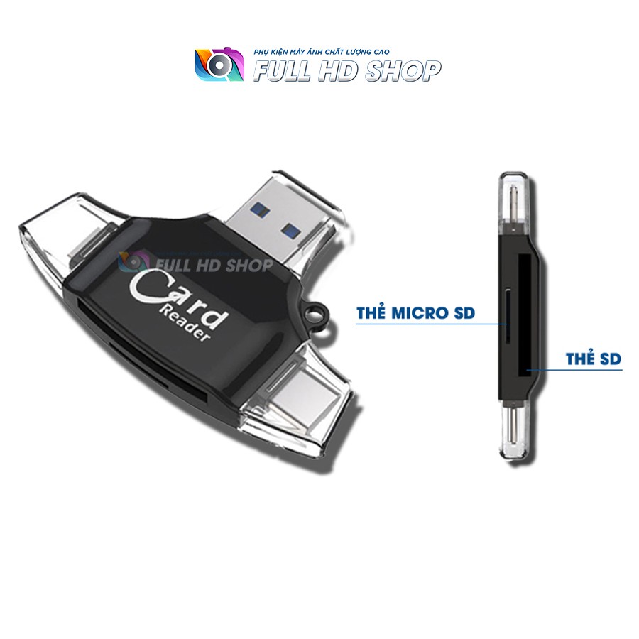 Đầu Đọc Thẻ Nhớ iPhone, Máy tính, Android - Cổng Lightning, Type C, USB, Micro USB cho thẻ nhớ SD, Micro SD | BigBuy360 - bigbuy360.vn