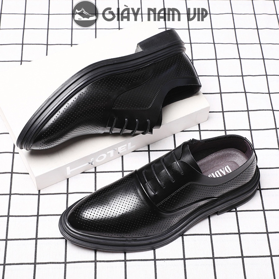 Giày Oxford Nam Đẹp Da Bò Cao Cấp Mũi Tròn GIAYNAMVIP Giày Da Nam Buộc Dây Đục Lỗ Thoáng Khí GNK133