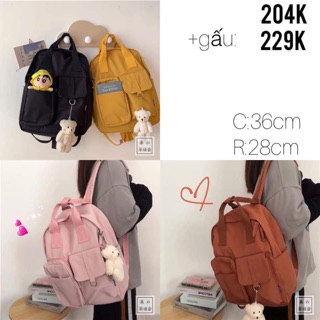 Balo ulzzang chất canvas-poly chống nước kèm móc khoá