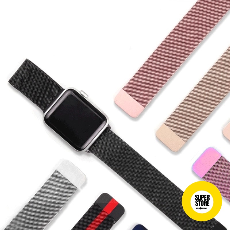 Dây đồng hồ thép KHÔNG GỈ dành cho Apple watch khóa nam châm size 38mm 40mm 42mm 44mm Series 7/SE/6/5/4/3/2/1