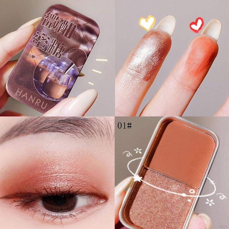 [Hàng mới về] Bảng phấn mắt hai màu sắc tông lì/hiệu ứng ngọc trai kim tuyến trang điểm làm đẹp