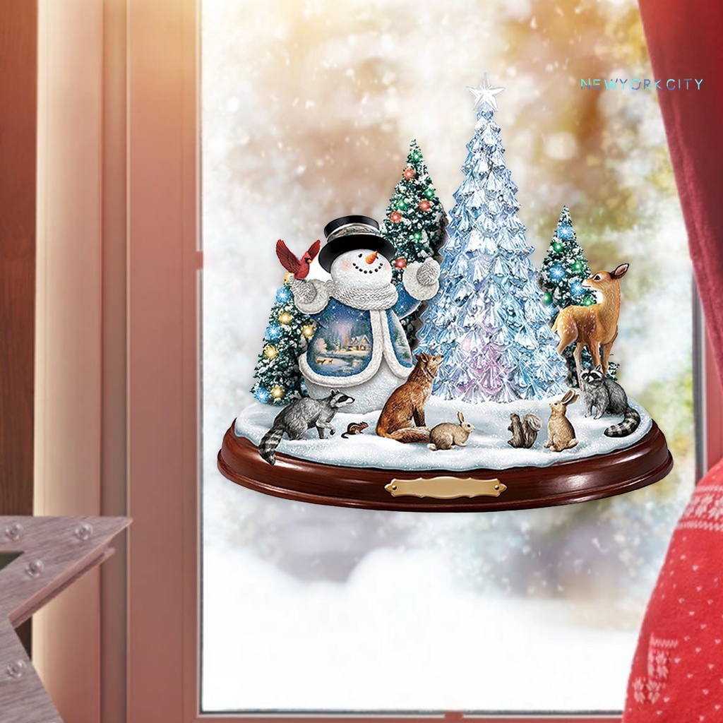 1 Tấm Sticker Dán Kính Bằng PVC Chống Ẩm Hình Cây Điêu Khắc Trang Trí Giáng Sinh