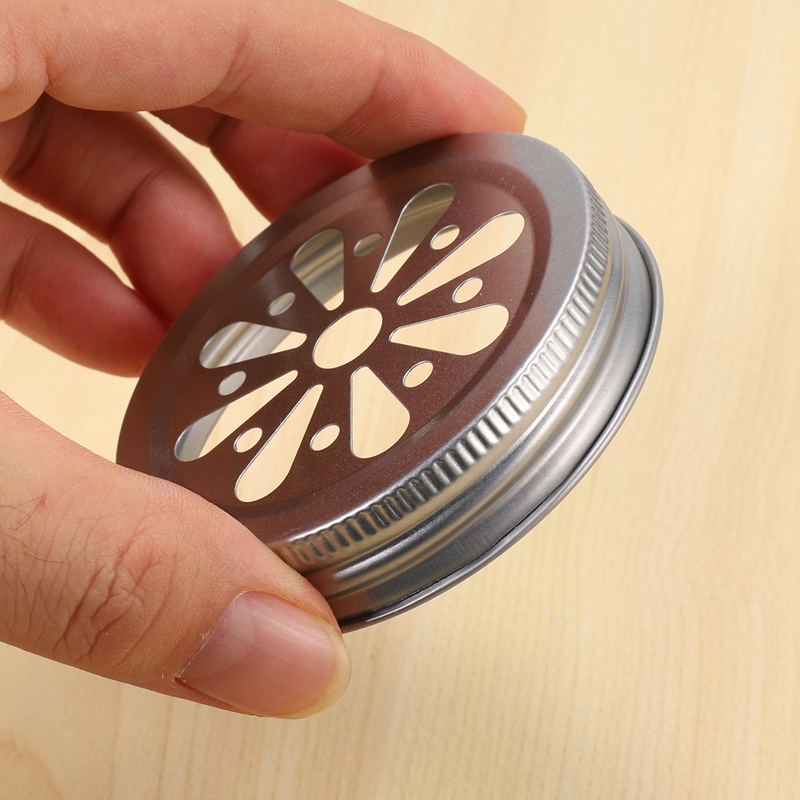 16 cái Miệng thông thường Mason có thể Nắp bình chống rỉ Daisy Cắt với lỗ rơm Nắp hoa rỗng cho bóng , lọ đóng hộp,Etc