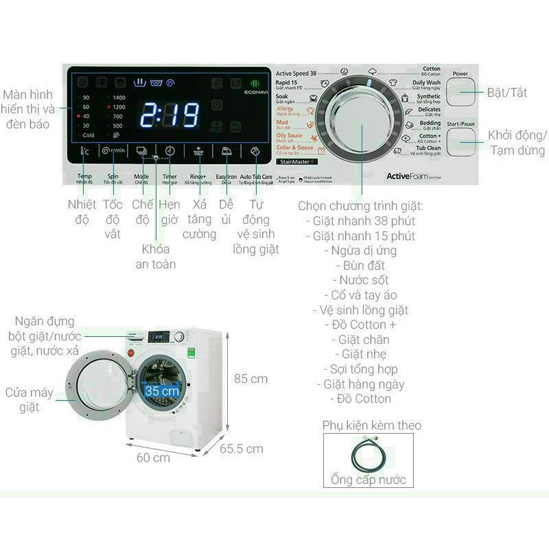 Máy giặc Panasonic inverter 9kg NA-V90FG1WVT