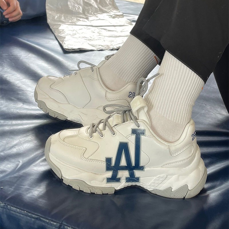 Giày thể thao MLB LA trắng đế tách màu xám hot trend nam nữ kiểu dáng sneaker