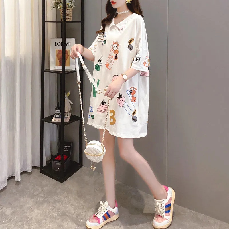Áo Thun Nữ Cổ Polo Dáng Rộng Tay Ngắn C8621 40-150KG