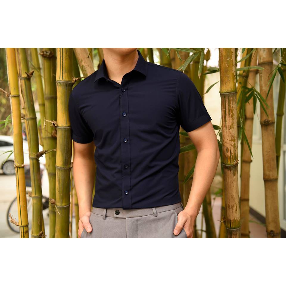 [Mã FAMAYMA2 giảm 10K đơn 50K] Áosơ Mi Nam ngắn tay cotton lụa màu đen [Thời Trang Nam] Siêu Sale | BigBuy360 - bigbuy360.vn