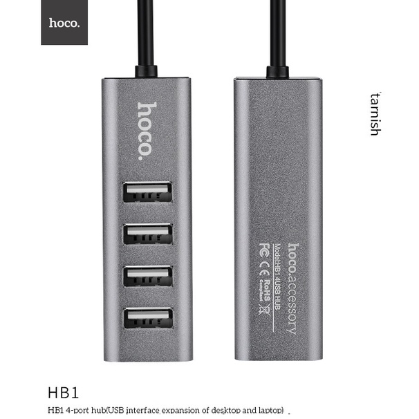 Hub chia cổng USB chính hãng Hoco HB1, bộ chia cổng usb ra 4 cổng Usb sử dụng đồng thời các thiết bị cùng lúc