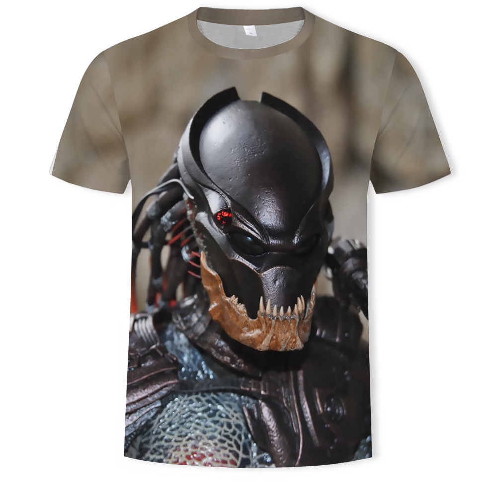 Áo thun tay ngắn cổ tròn in họa tiết Predator 3D thời trang phong cách đường phố cho nam và nữ