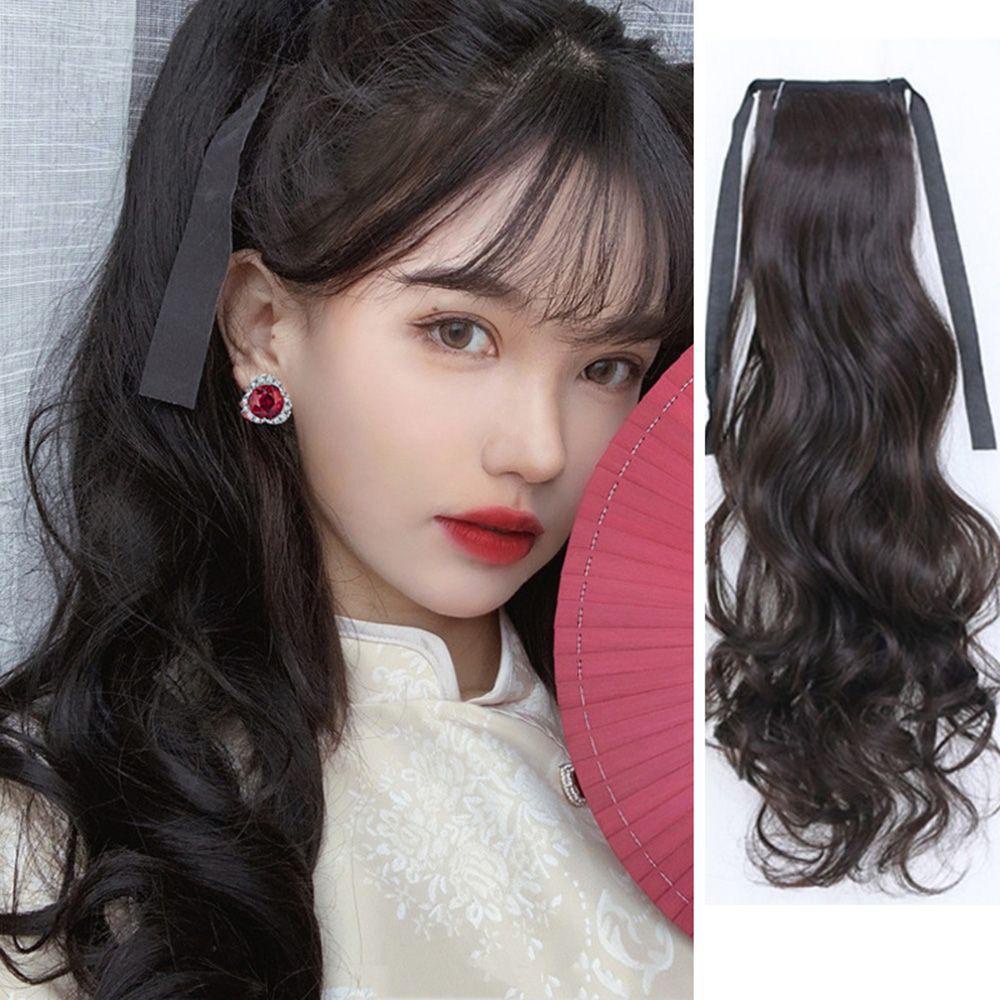 Tóc Giả Đuôi Ngựa Uốn Xoăn Nhuộm Màu Thời Trang