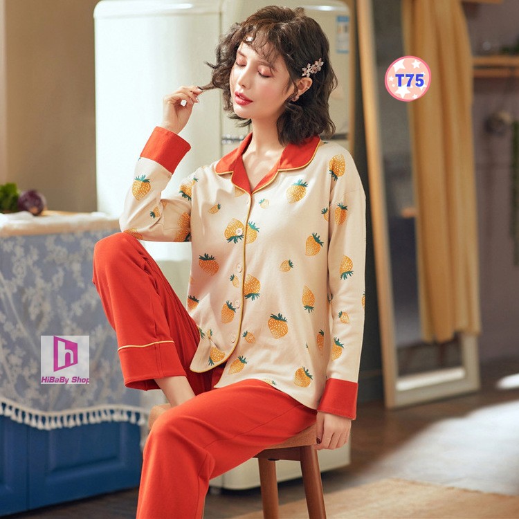 Pijama Sau Sinh Cotton co giãn thoải mái big size T1