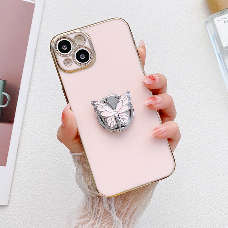 Ốp Điện Thoại Mềm Tích Hợp Giá Đỡ Hình Bướm Sang Trọng Dành Cho iphone 11 12 13 pro max ip 11 pro 12 pro 13 pro