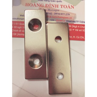 Nam châm chữ nhật kích thước 50x20x5 vát 2 lỗ bắt vít