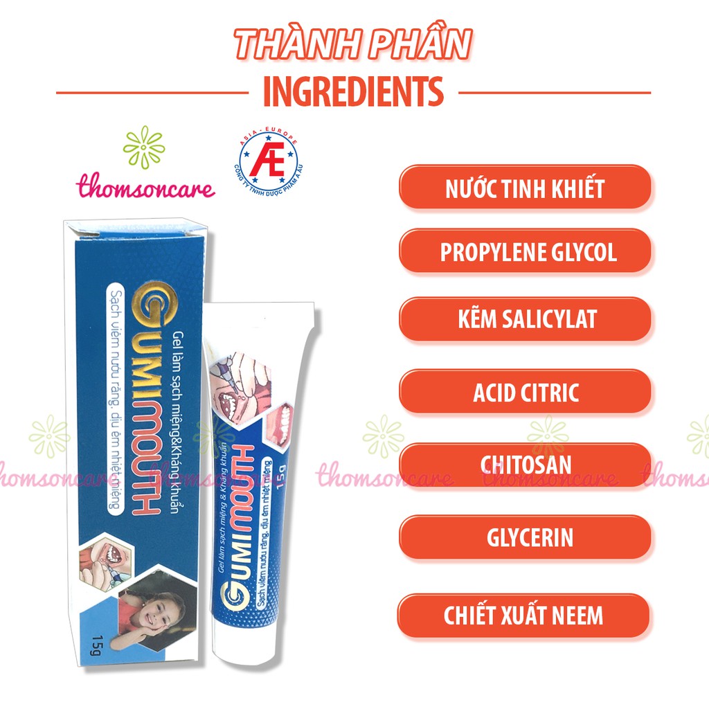 Gumimouth - Kem bôi nhiệt miệng, vệ sinh miệng từ thảo dược, chứa nano bạc, đinh hương