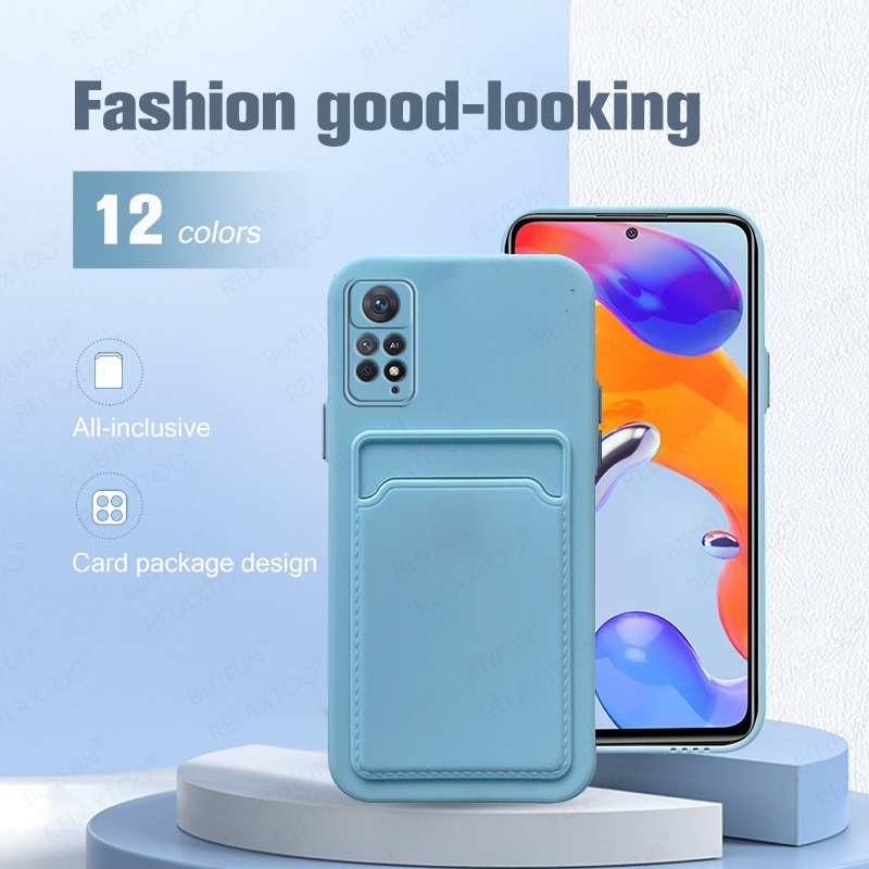 Ốp Điện Thoại Mềm Chống Sốc Màu Kẹo Có Ngăn Đựng Thẻ Cho Xiaomi Redmi Note 11 Pro 5G Note11 11s 11Pro