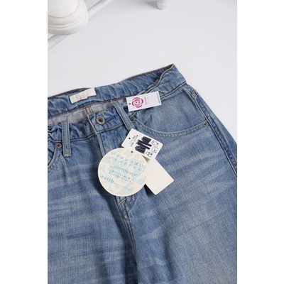 Quần jean EARTH vải mềm wash trước ống đứng