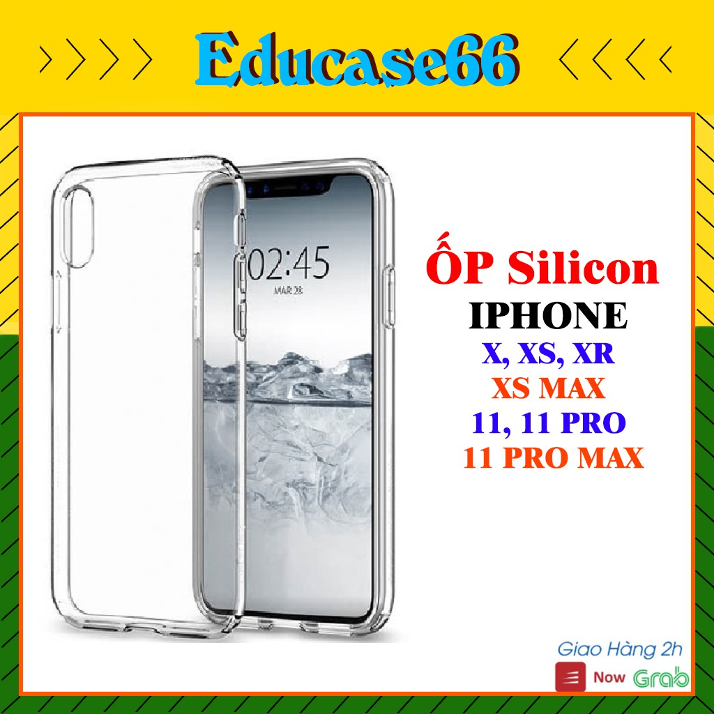 Ốp dẻo trong suốt IPHONE X, XS, XS MAX, XR, 11, 11 PRO, 11 PRO MAX Chống sốc.Ốp dẻo trong không ố vàng educase66