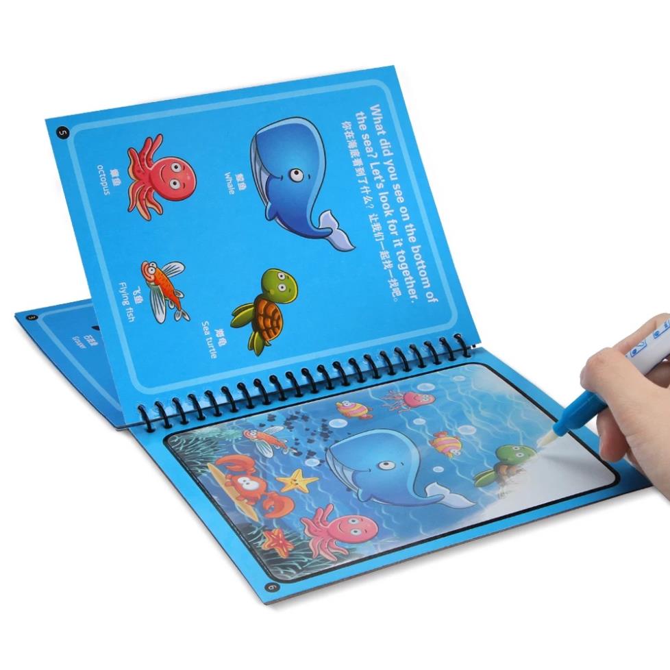 [ FREESHIP ] Thẻ học FlashCard tô màu nước ma thuật, tranh tô màu nước thần kỳ tự xóa Magic water