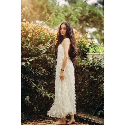 ĐẦM MAXI CỔ YẾM LÔNG CÔNG