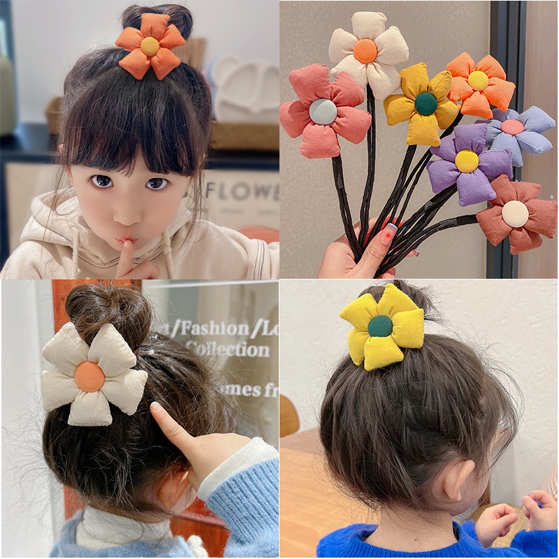Dây Buộc Tóc Đính Hoa Dễ Thương Dành Cho Bé Gái Thời Trang Hàn Quốc