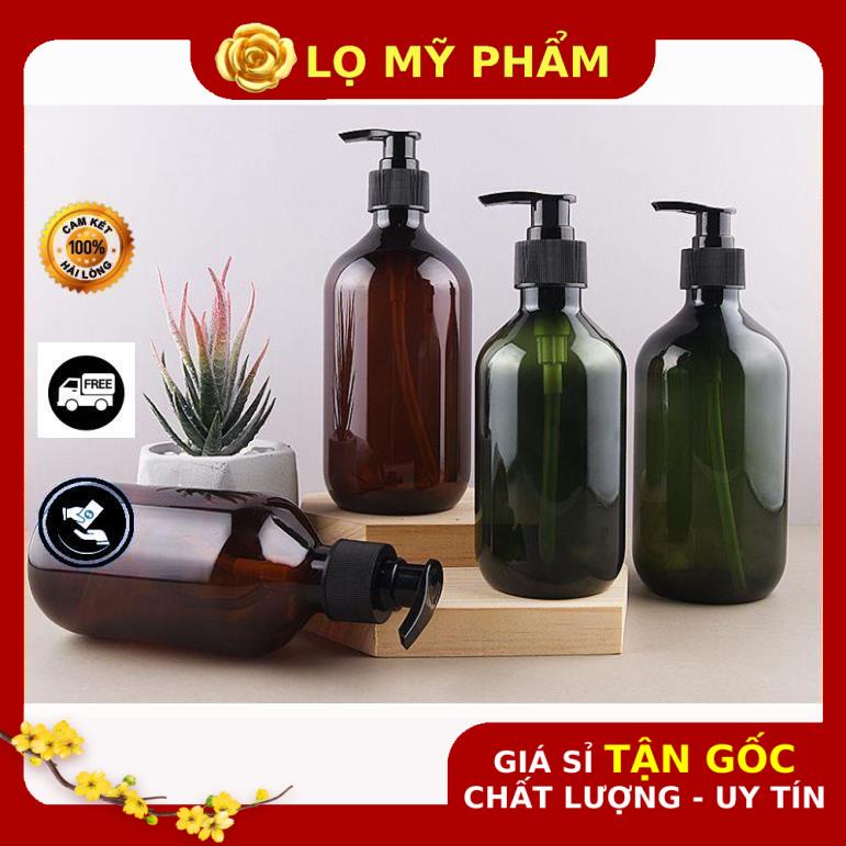 Chai Chiết Mĩ Phẩm ❤ GIÁ TỐT NHẤT ❤ [500ml] Chai nhựa pet vòi nhấn Nâu, Rêu chiết dầu gội, sữa tắm ,chiết mỹ phẩm