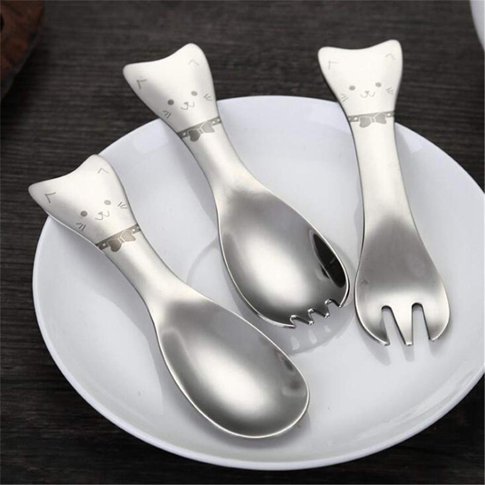 HARRIETT Bộ Muỗng Cà Phê &amp; Nĩa Mini Hình Hoạt Hình Cho Trẻ Em