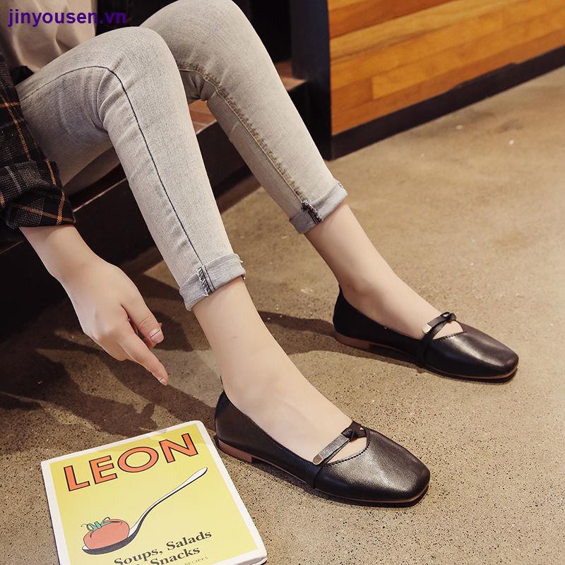 Giày búp bê mũi vuông size lớn 35-43 phong cách nhật bản thời trang xuân thu cho nữ