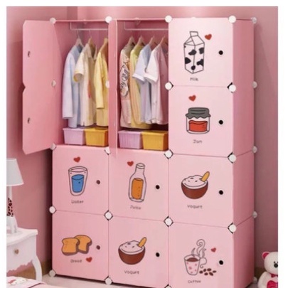TỦ NHỰA GHÉP 12 NGĂN - TONE MÀU HỒNG SIÊU XINH - DECAL DÁN ĐẶC SẮC