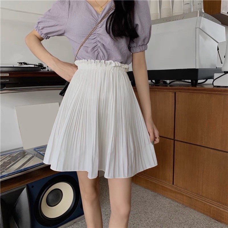 [Ảnh thật/Video]Chân Váy dập ly gấu xòe Serena thiết kế cạp chun lưng cao | BigBuy360 - bigbuy360.vn