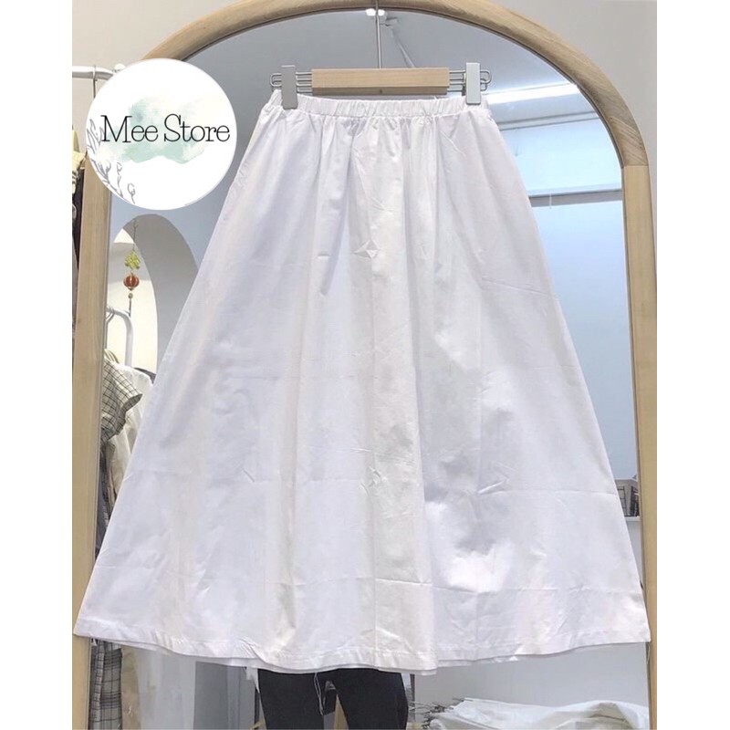 Chân Váy Kaki 🌸 Chân Váy Xoè Dáng Dài Trơn Ulzzang 2 Màu Đen|Trắng Basic | BigBuy360 - bigbuy360.vn