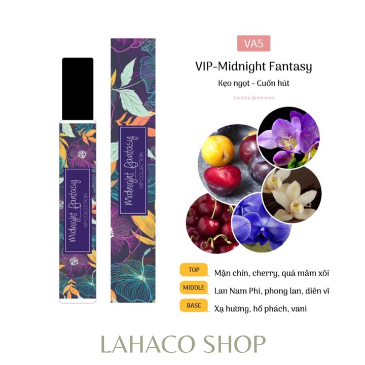 Tinh dầu nước hoa nữ chính hãng giá rẻ thơm lâu mini Midnight Fantasy dầu thơm nữ tính ngọt ngào Lahaco Shop