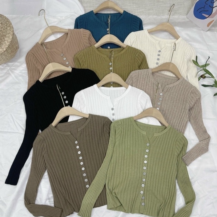 Áo Khoác Cardigan Nữ Cổ Tròn Phối Cúc Lấp Lánh Chất Len Đũa Co Dãn Tốt Êm Mềm Mại - M21110 | BigBuy360 - bigbuy360.vn