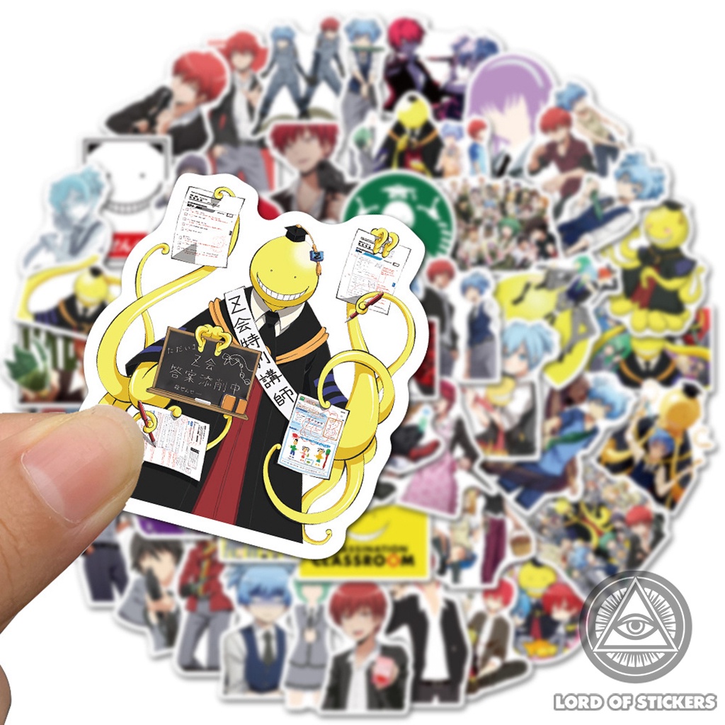 Set 50 Hình Dán Assassination Classroom Sticker Anime Manga Chống Thấm Nước Trang Trí Mũ Nón Bảo Hiểm, Laptop, Vali, Sổ