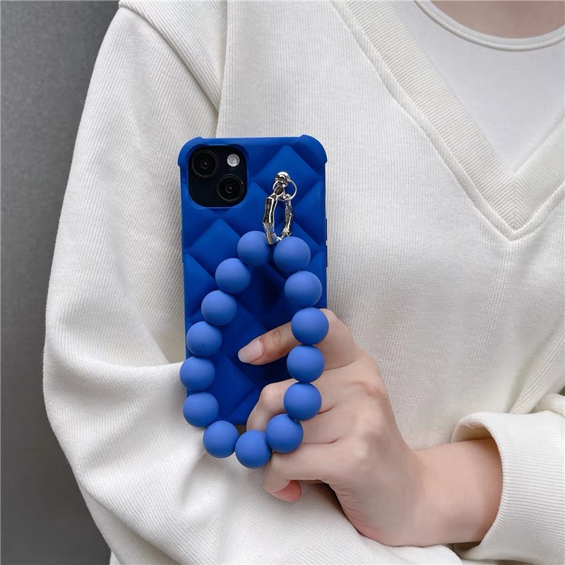 Ốp Điện Thoại Có Dây Đeo Chuỗi Hạt Màu Xanh Hoàng Gia Cho Iphone 12 pro max 13 13 pro max11 pro max xs max xr x phone 7plus