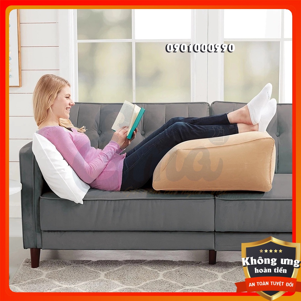 Gối kê chân chống giãn tĩnh mạch bơm hơi Leg Ramp 63x60x32cm - Hàng nhập khẩu - Gấp gọn tiện lợi mang theo