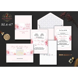 Thiệp cưới màu hồng A67 (Nhận in từ 100 thiệp)