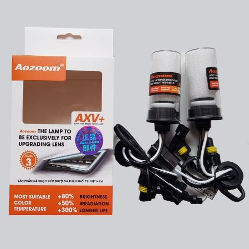 Bóng Xenon Aozoom chân H1,H3,H4,H7,H11,9005,9006,880,881 phù hợp cho tất cả xe ô tô, xe hơi, xe máy, bảo hành 3 năm
