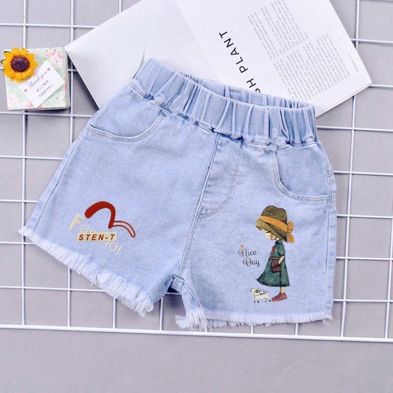 Quần Đùi Denim Thời Trang Hè Phong Cách Mới Cho Bé Gái